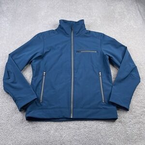 Marmot Jacket Mens Medium Blue Soft Shell Fleece Lined Full Zip Outdoors Coat